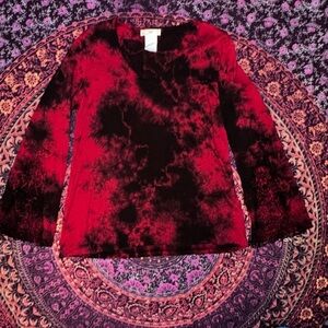 Vintage Tie-Dye Top with Lace Sleeves